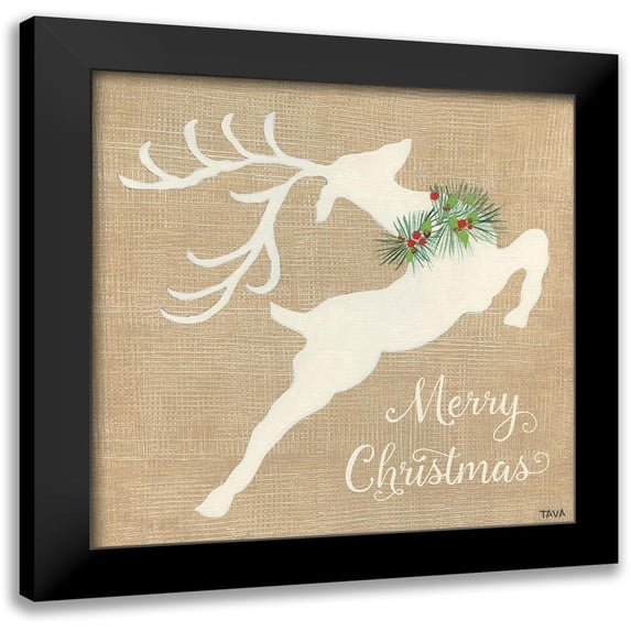 Tava Studios 12x12 Black Modern Framed Museum Art Print Titled - Merry Christmas Reindeer