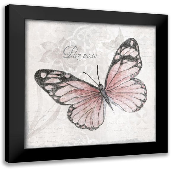 Tava Studios 12x12 Black Modern Framed Museum Art Print Titled - Purpose Butterfly