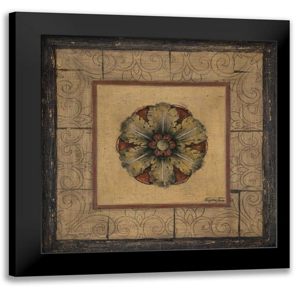 Tava Studios 12x12 Black Modern Framed Museum Art Print Titled - Rosette I