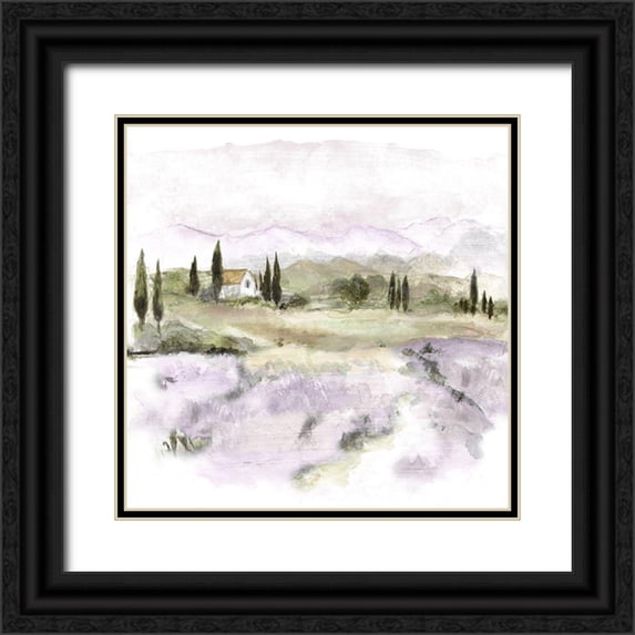 Tava Studios 12x12 Black Ornate Wood Framed with Double Matting Museum Art Print Titled - Elegant Lavender IV