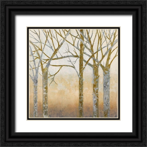 Tava Studios 12x12 Black Ornate Wood Framed with Double Matting Museum Art Print Titled - Golden Wood