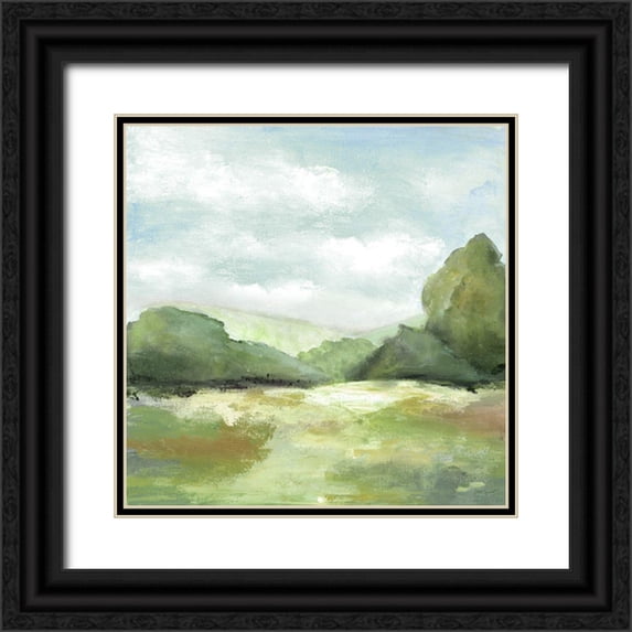 Tava Studios 12x12 Black Ornate Wood Framed with Double Matting Museum Art Print Titled - Ridgeline Vintage II