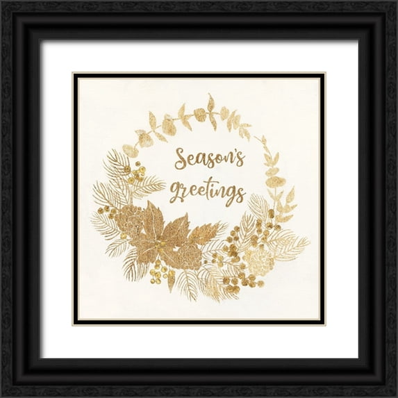 Tava Studios 12x12 Black Ornate Wood Framed with Double Matting Museum Art Print Titled - Seasons Greetings