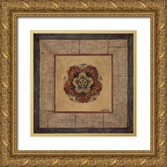 Tava Studios 12x12 Gold Ornate Wood Framed with Double Matting Museum Art Print Titled - Rosette II