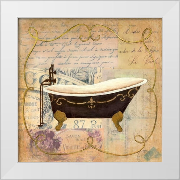 Tava Studios 12x12 White Modern Wood Framed Museum Art Print Titled - Bain de Luxe I