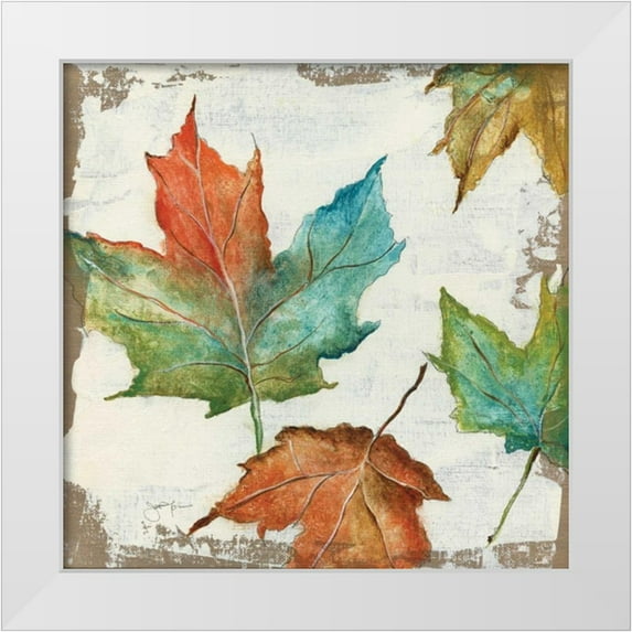 Tava Studios 12x12 White Modern Wood Framed Museum Art Print Titled - Fall Leaves