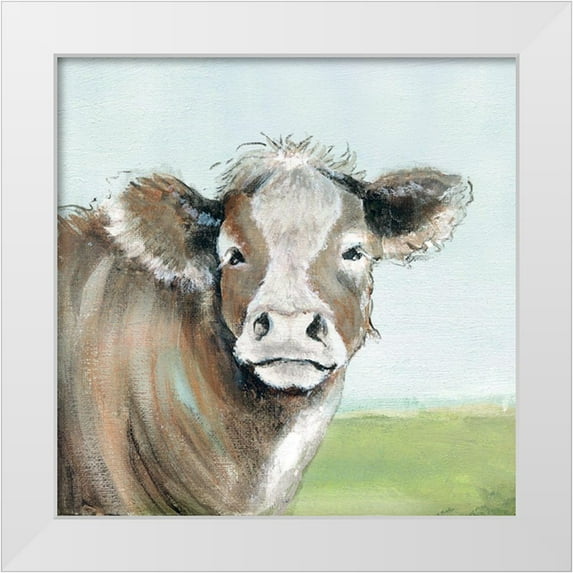 Tava Studios 12x12 White Modern Wood Framed Museum Art Print Titled - Out to Pasture I