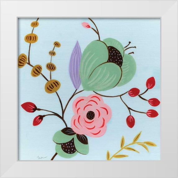 Tava Studios 12x12 White Modern Wood Framed Museum Art Print Titled - Vintage Flowers