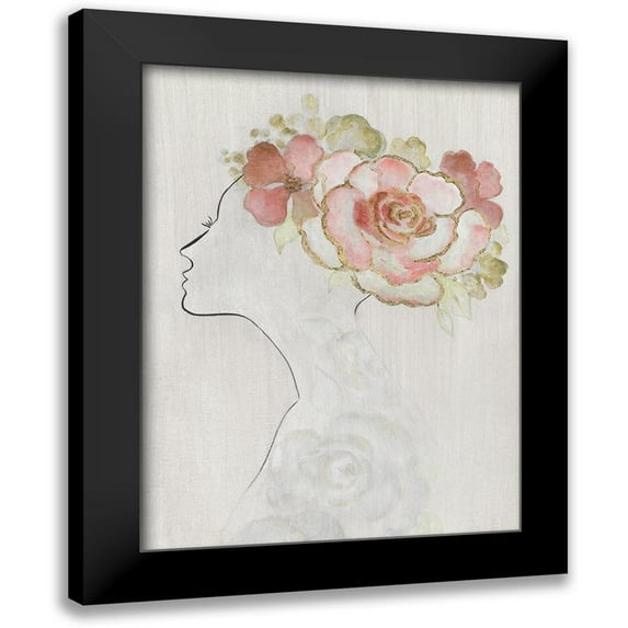 Tava Studios 12x14 Black Modern Framed Museum Art Print Titled - Fashion Floral Silhouette II