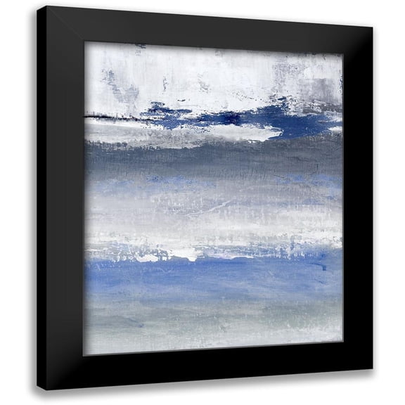 Tava Studios 12x14 Black Modern Framed Museum Art Print Titled - Soft Solace Indigo