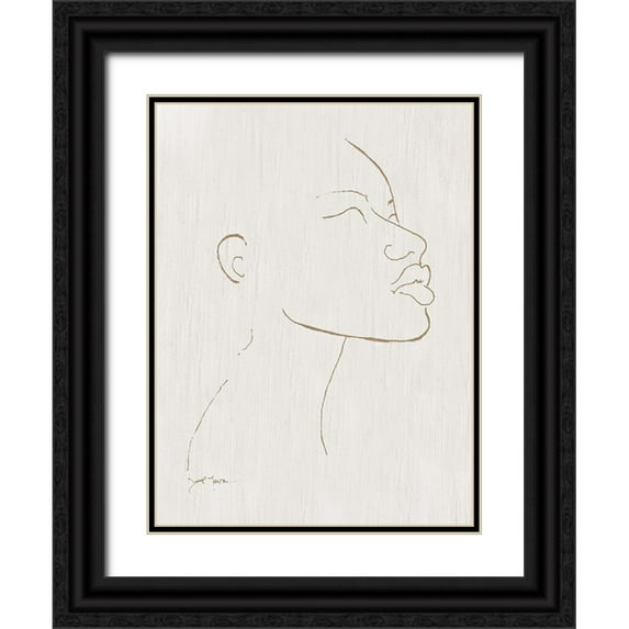 Tava Studios 12x14 Black Ornate Wood Framed with Double Matting Museum Art Print Titled - Portrait Sketch I