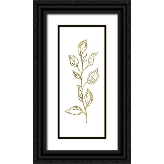 Tava Studios 12x24 Black Ornate Wood Framed with Double Matting Museum Art Print Titled - Gilded Silhouette Botanical IV