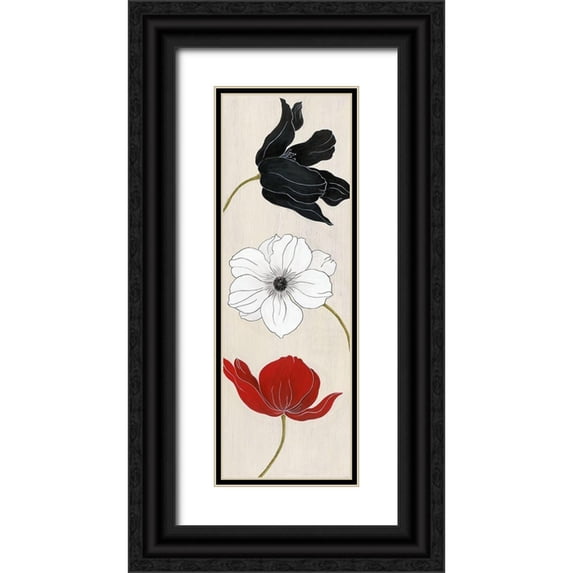 Tava Studios 13x32 Black Ornate Wood Framed with Double Matting Museum Art Print Titled - Elegante Trio II