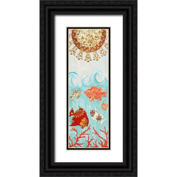 Tava Studios 13x32 Black Ornate Wood Framed with Double Matting Museum Art Print Titled - Under the Sea I