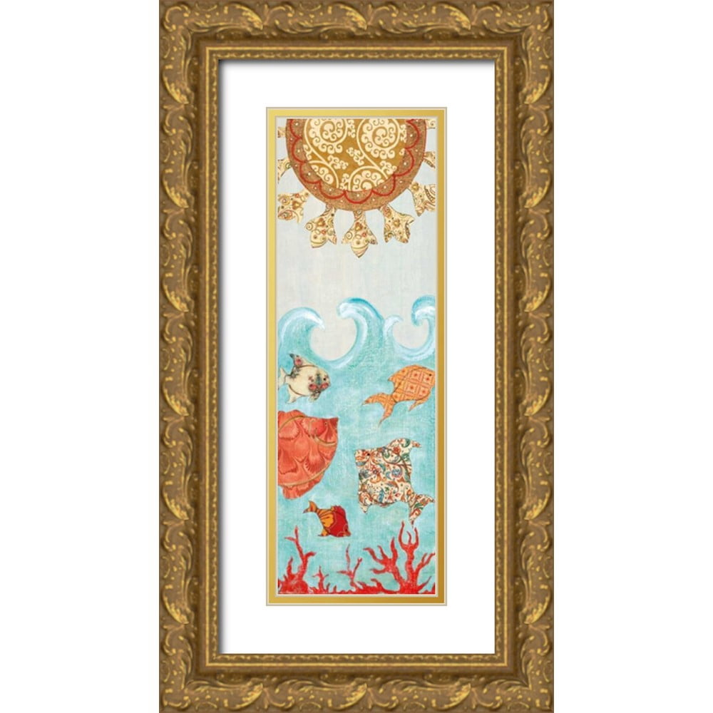 Framed Small - Sapphire And Gold Urn II By Tava Studios - Blue main image 1