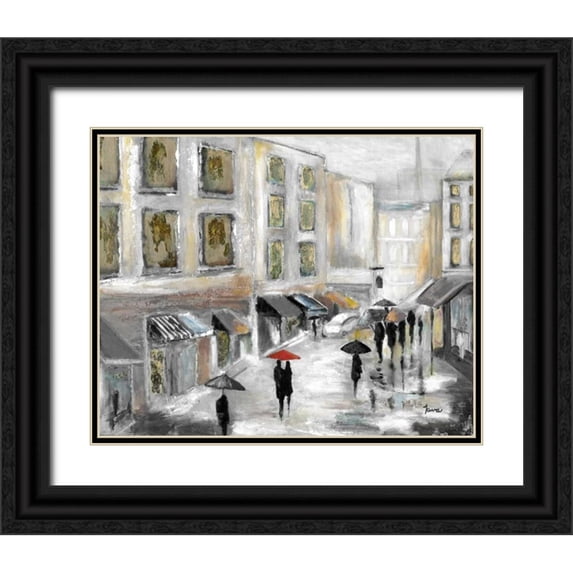Tava Studios 14x12 Black Ornate Wood Framed with Double Matting Museum Art Print Titled - Sunday Market
