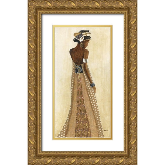 Tava Studios 14x24 Gold Ornate Wood Framed with Double Matting Museum Art Print Titled - Holiday Dress I