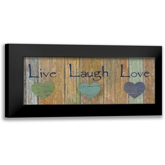 Tava Studios 14x8 Black Modern Framed Museum Art Print Titled - Live, Laugh, Love