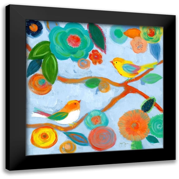 Tava Studios 15x15 Black Modern Framed Museum Art Print Titled - Birds and Whimsy I