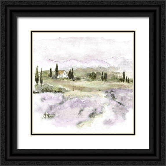 Tava Studios 15x15 Black Ornate Wood Framed with Double Matting Museum Art Print Titled - Elegant Lavender IV
