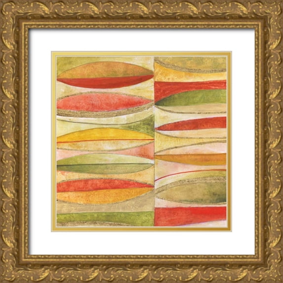 Tava Studios 15x15 Gold Ornate Wood Framed with Double Matting Museum Art Print Titled - Oval Mosaic