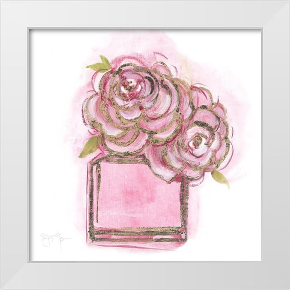 Tava Studios 15x15 White Modern Wood Framed Museum Art Print Titled - Golden Perfume II