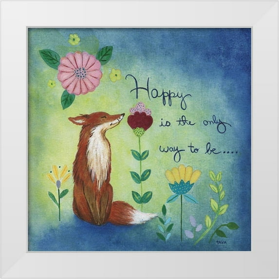 Tava Studios 15x15 White Modern Wood Framed Museum Art Print Titled - Happy Fox