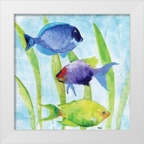 Tava Studios 15x15 White Modern Wood Framed Museum Art Print Titled - Iridescent Fish I