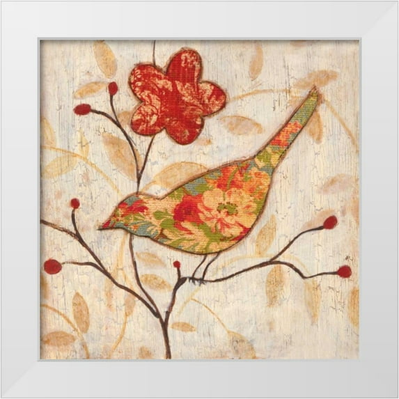 Tava Studios 15x15 White Modern Wood Framed Museum Art Print Titled - Song Bird II Revisited