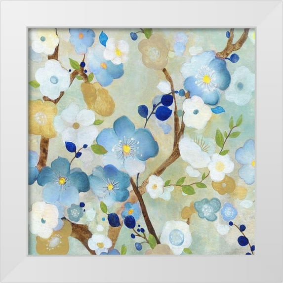 Tava Studios 15x15 White Modern Wood Framed Museum Art Print Titled - Tree Blossoms I