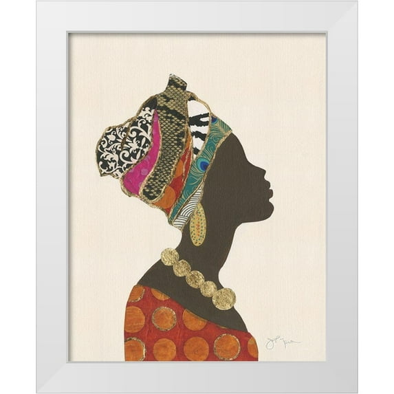 Tava Studios 15x18 White Modern Wood Framed Museum Art Print Titled - African Silhouette Woman I