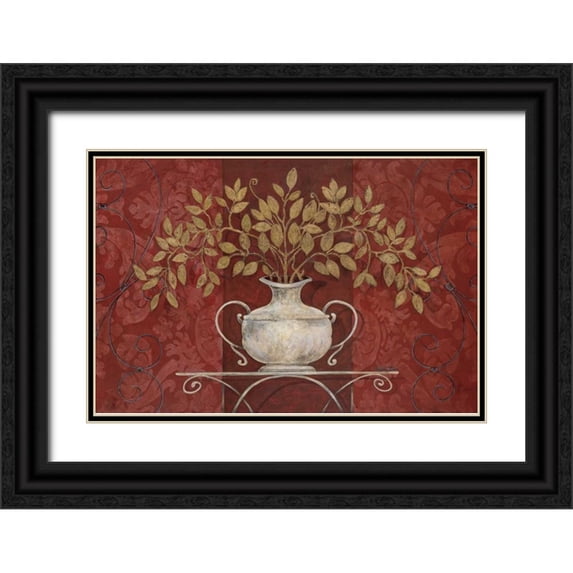 Tava Studios 18x13 Black Ornate Wood Framed with Double Matting Museum Art Print Titled - Gold and Silver II