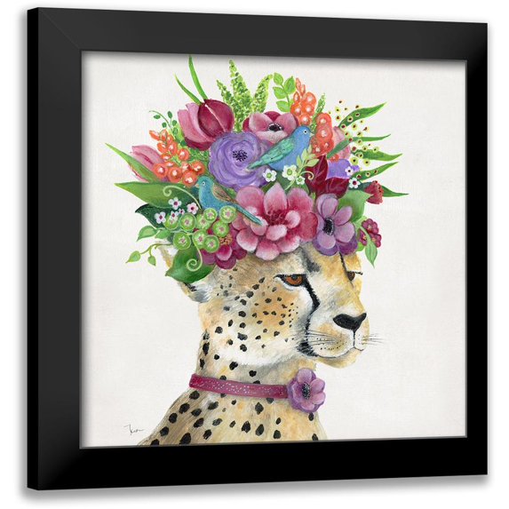 Tava Studios 20x20 Black Modern Framed Museum Art Print Titled - Royale Cheetah