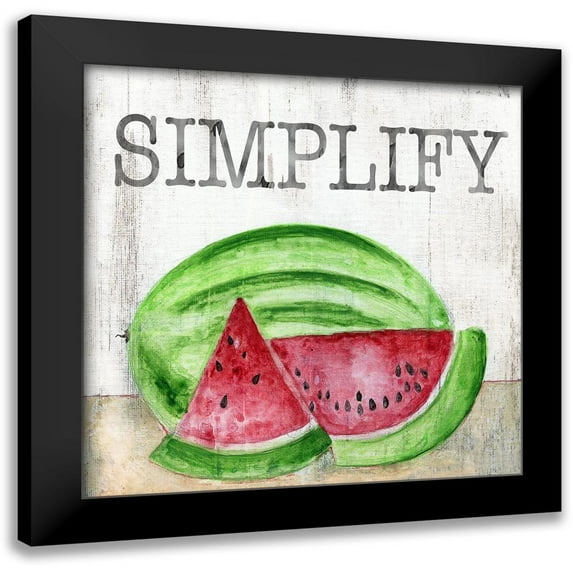 Tava Studios 20x20 Black Modern Framed Museum Art Print Titled - Watermelon Simplify