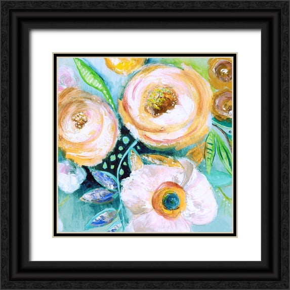 Tava Studios 20x20 Black Ornate Wood Framed with Double Matting Museum Art Print Titled - Happy Garden II