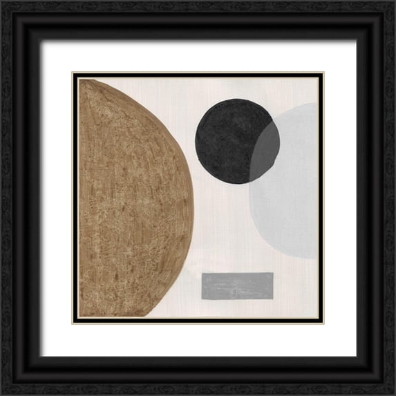 Tava Studios 20x20 Black Ornate Wood Framed with Double Matting Museum Art Print Titled - Neutral Stones I