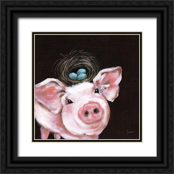 Tava Studios 20x20 Black Ornate Wood Framed with Double Matting Museum Art Print Titled - Playful Nature II