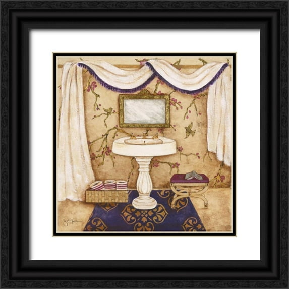 Tava Studios 20x20 Black Ornate Wood Framed with Double Matting Museum Art Print Titled - Purple Sink Passion I