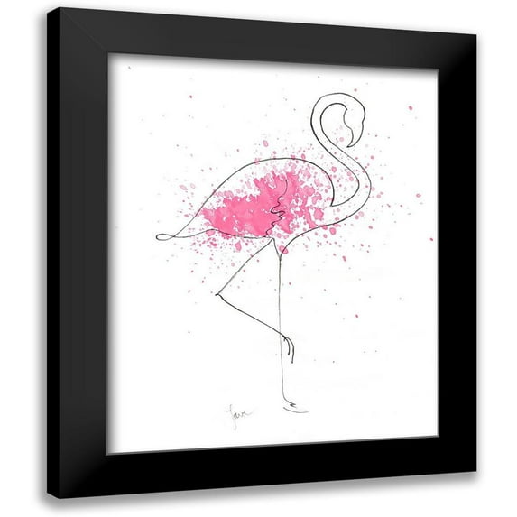 Tava Studios 20x24 Black Modern Framed Museum Art Print Titled - Flamingo Splash I
