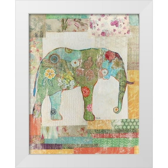 Tava Studios 20x24 White Modern Wood Framed Museum Art Print Titled - Elephant Montage