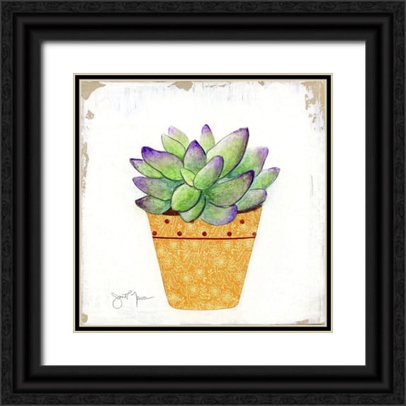 Tava Studios 26x26 Black Ornate Wood Framed with Double Matting Museum Art Print Titled - Boho Cacti IV