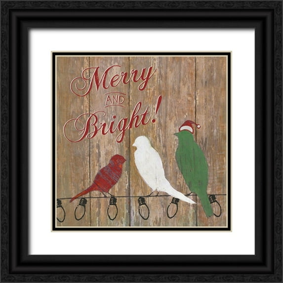 Tava Studios 26x26 Black Ornate Wood Framed with Double Matting Museum Art Print Titled - Merry and Bright