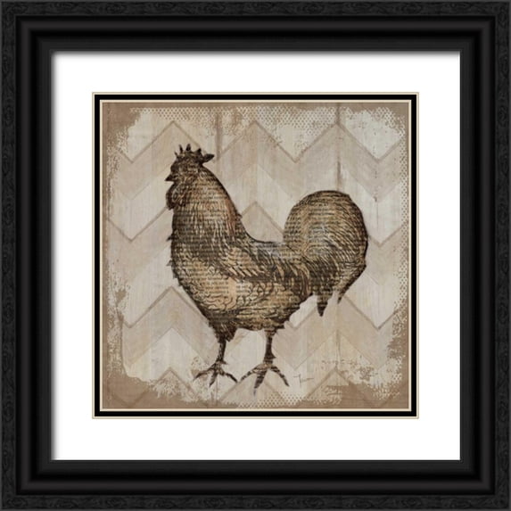 Tava Studios 26x26 Black Ornate Wood Framed with Double Matting Museum Art Print Titled - Well Read Hen
