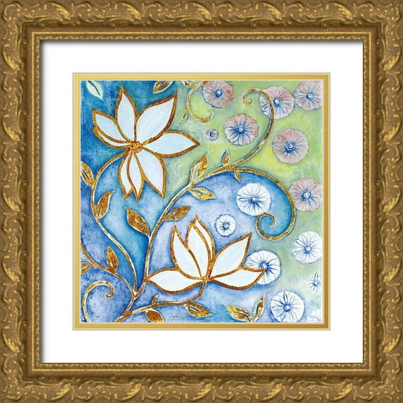 Tava Studios 26x26 Gold Ornate Wood Framed with Double Matting Museum Art Print Titled - Garden Fantasy I