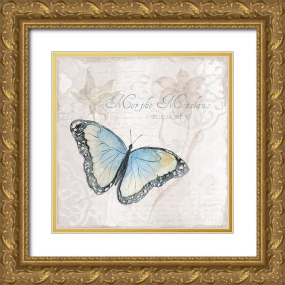 Tava Studios 26x26 Gold Ornate Wood Framed with Double Matting Museum Art Print Titled - Postcard Butterfly III