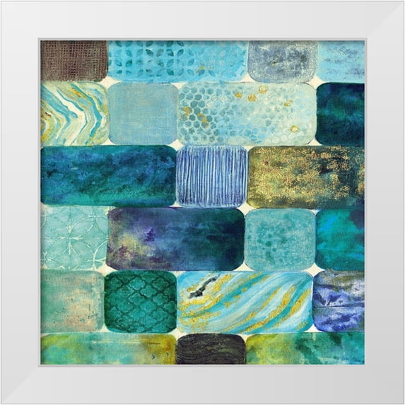 Tava Studios 26x26 White Modern Wood Framed Museum Art Print Titled - Arranging Sea Glass