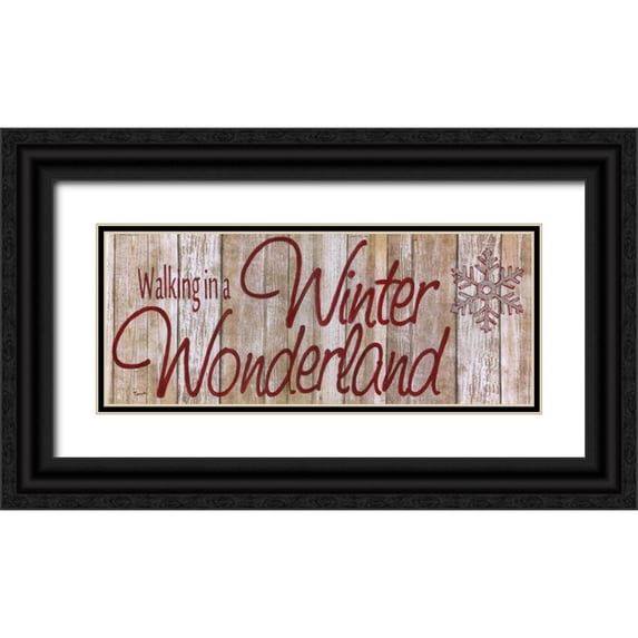 Tava Studios 32x15 Black Ornate Wood Framed with Double Matting Museum Art Print Titled - Winter Wonderland