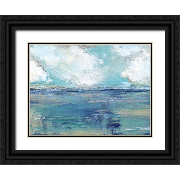 Tava Studios 32x25 Black Ornate Wood Framed with Double Matting Museum Art Print Titled - Oceans Away