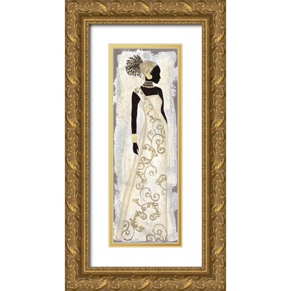 Tava Studios 7x14 Gold Ornate Wood Framed with Double Matting Museum Art Print Titled - Saharan Charm