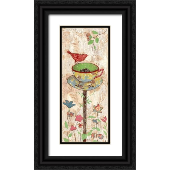 Tava Studios 8x14 Black Ornate Wood Framed with Double Matting Museum Art Print Titled - Garden Party II